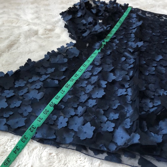 NWOT Navy Sheer Textured Flower Shift Dress, Small - Picture 10 of 15